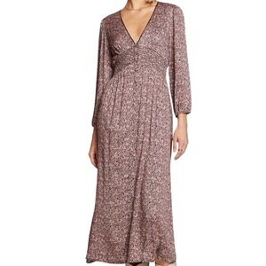 New Saltwater‎ Luxe Pattie Floral Midi Dress V-Neck Smocked Waist Multi Large
